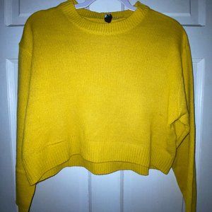 H&M Girls Cropped Mustard Yellow Sweater Long Sleeve Small